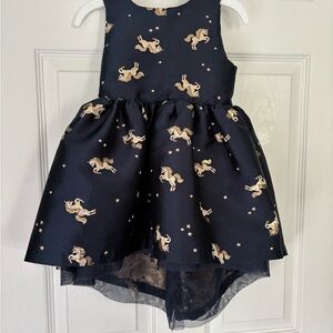 H&M Navy Dress with Gold Unicorn Print Size 1.5 - 2 years